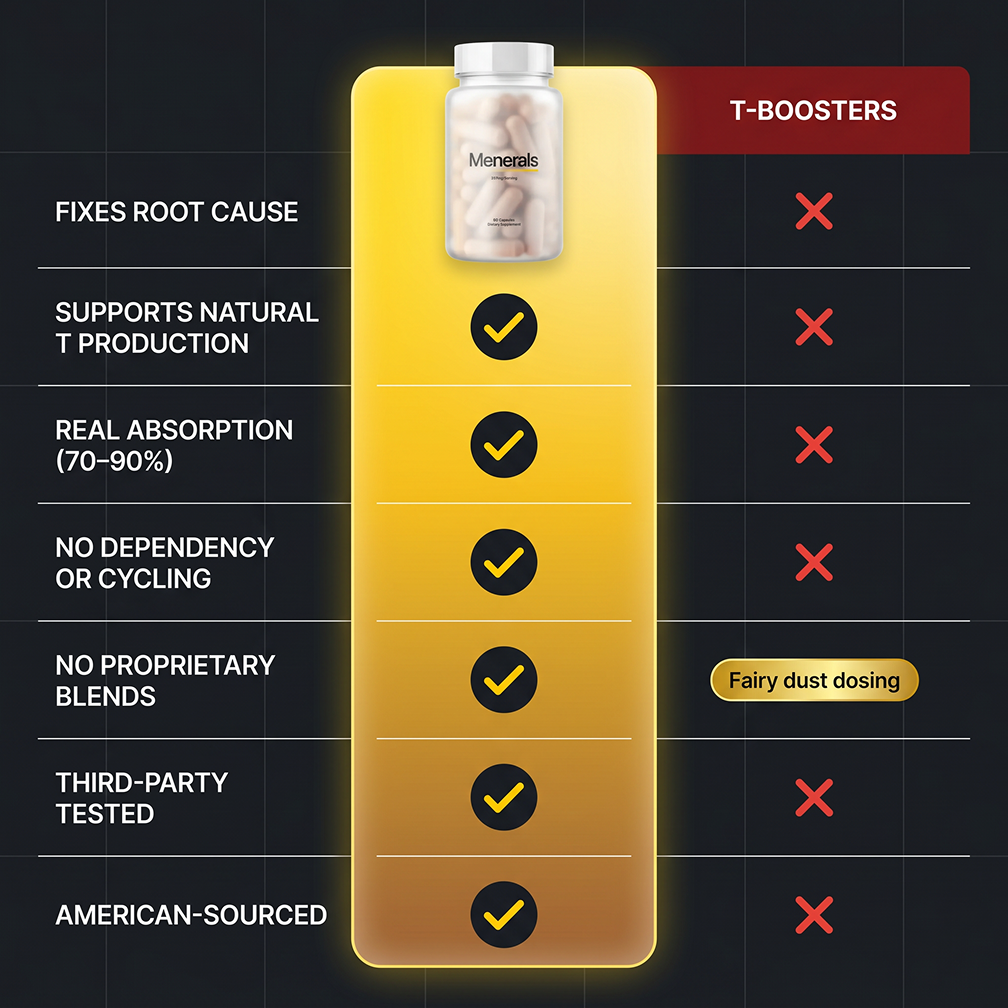 Menerals versus T-boosters comparison chart