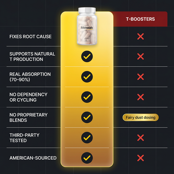 Menerals versus T-boosters comparison chart
