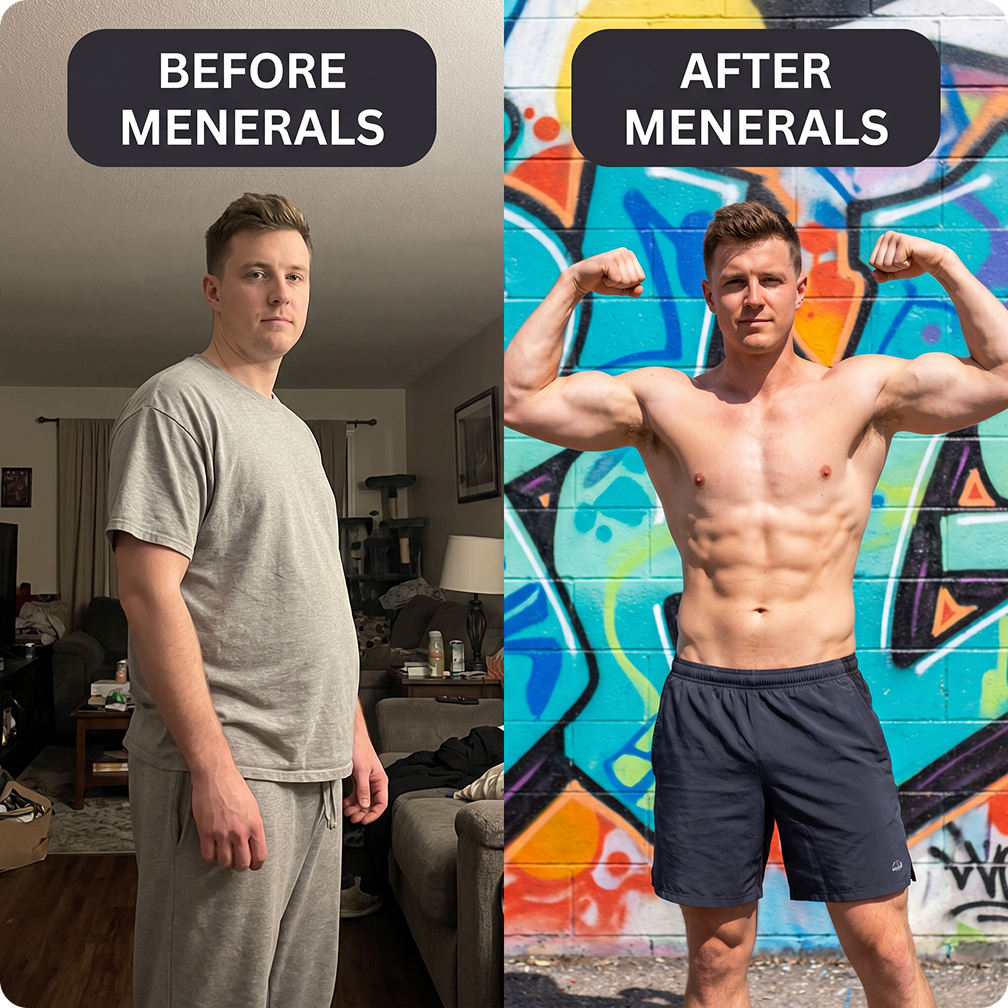 Before and after Menerals strength transformation comparison