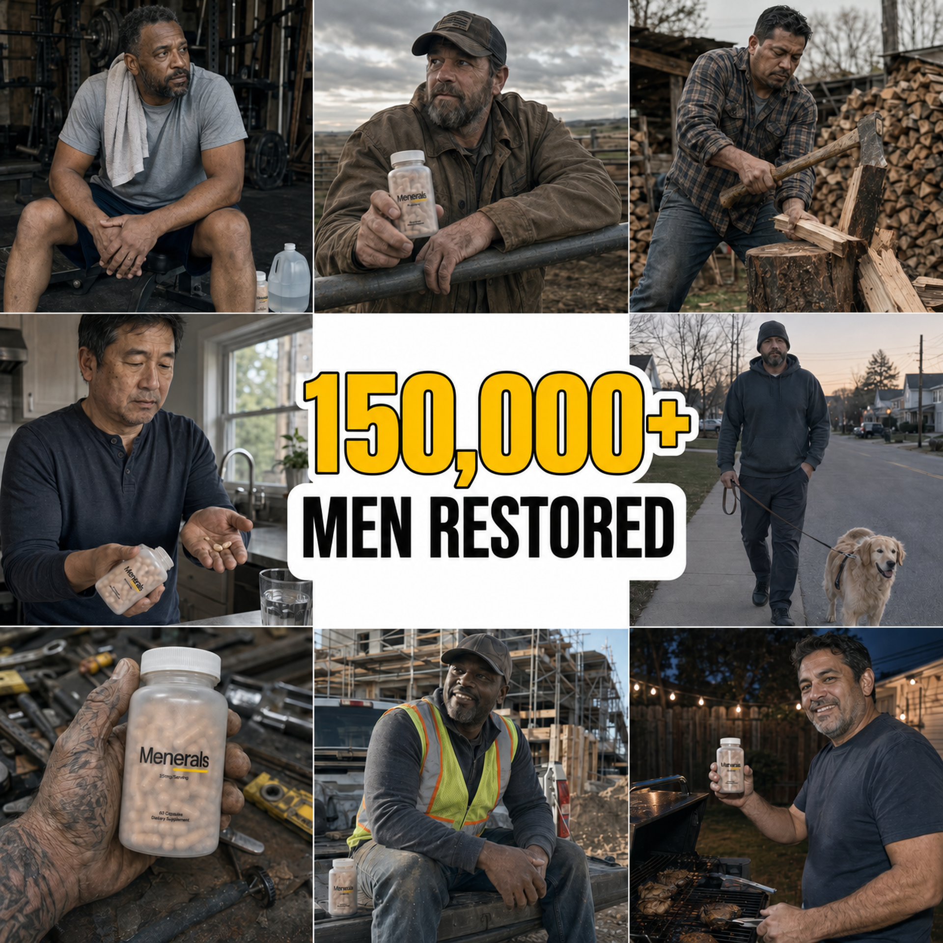 Menerals social proof - 150,000+ men restored